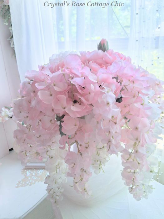 Luxury Pink & White Wisteria & Peony Floral Arrangement 18"