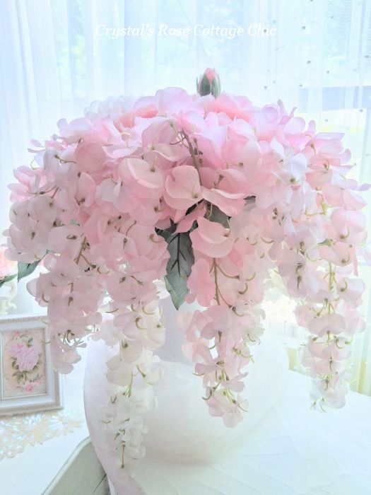 Luxury Pink & White Wisteria & Peony Floral Arrangement 18"