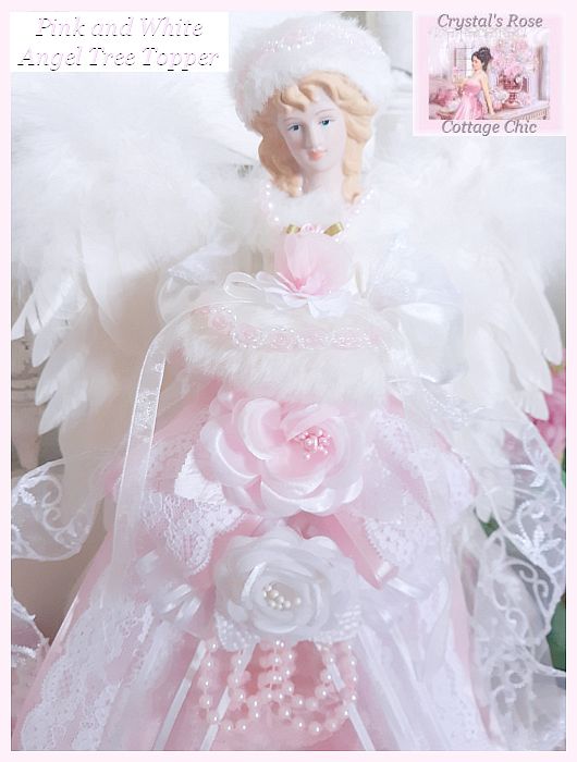 Pink and White Rose Angel Tree Topper...Restocked