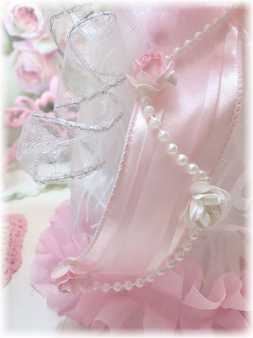 Shabby Pink Rose Ruffle Angel Tree Topper