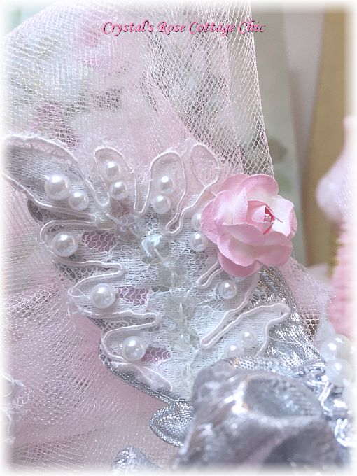 Shabby Pink Rose Ruffle Angel Tree Topper