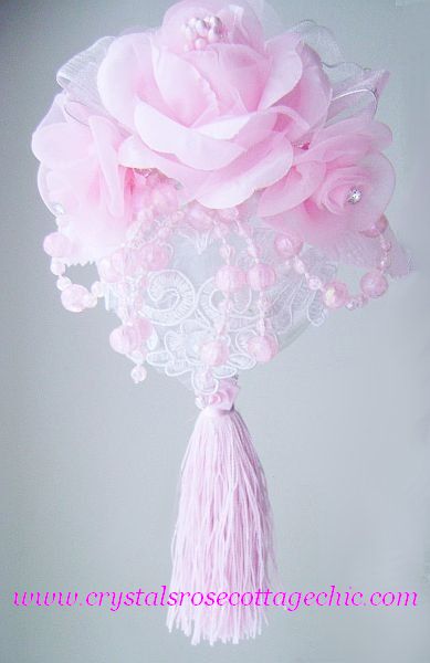 Pink Victorian Rose Lace Ornament
