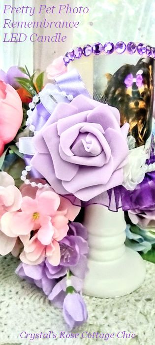 Pretty Purple and Lavender Rose Pet Photo LED Candle