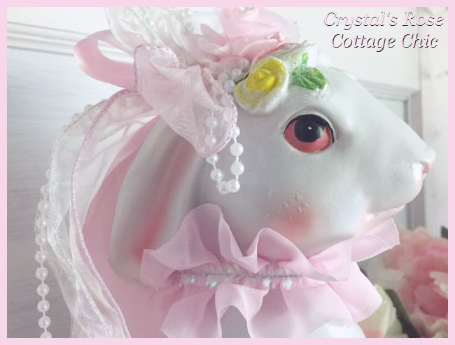Shabby Cottage Bunny with Rose Basket