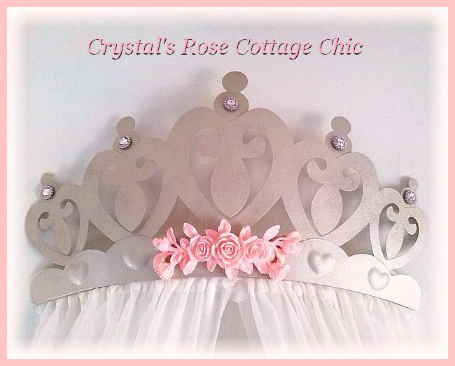 Princess Roses & Hearts Bed Crown 27.5"...Color Options