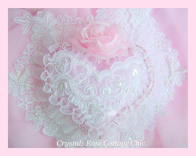 Romantique Victorian Pink Satin Heart
