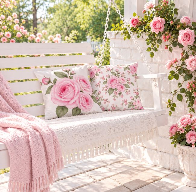 Pretty Pink Rose Outdoor Throw Pillow Reversible Free Shipping