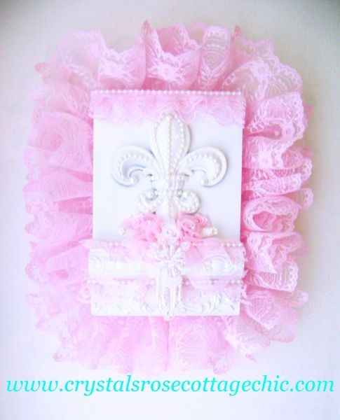 Romantic Pink Lace Fleur De Lis