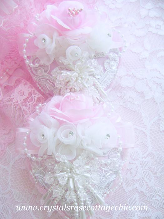 Romantique Victorian White Pearl Heart Ornament