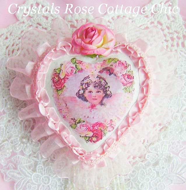 Romantic Cherub Rose Heart Ornament