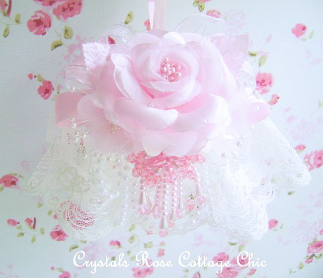 Ivory and Shabby Pink Bliss Ornament