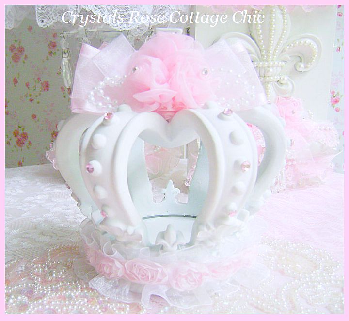 Shabby Pink Rose White Crown