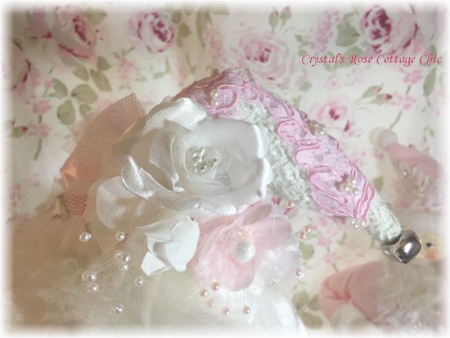 Pink Rose, White and  Silver Santa