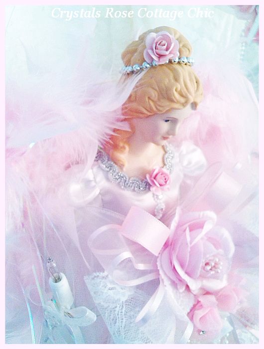Shabby Pink Rose 21" Angel Tree Topper