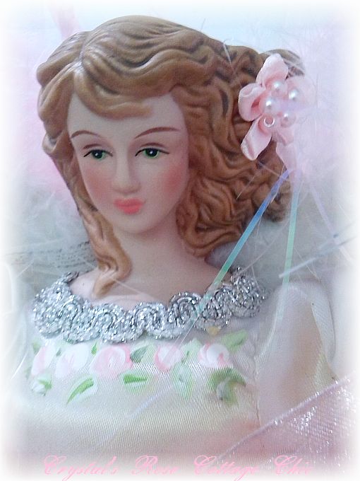 Pink Painted Roses Angel Tree Topper