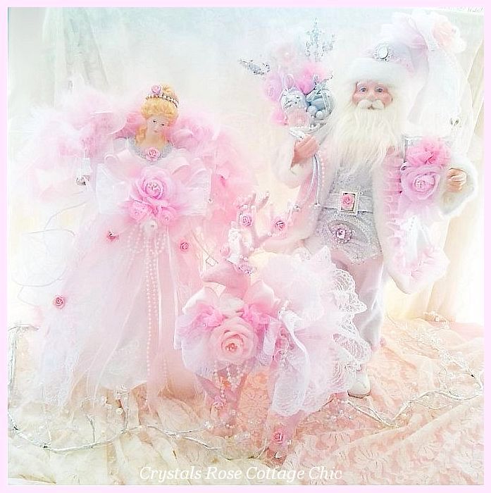 Shabby Pink Rose 21" Angel Tree Topper