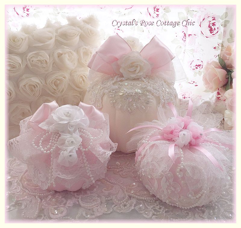 Pink Ribbons, Roses and Lace Pumpkin
