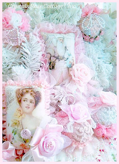 Victorian Pink Santa Decor / Ornament