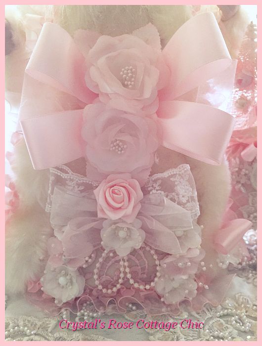 20" Shabby Pink and White Santa Tree Topper