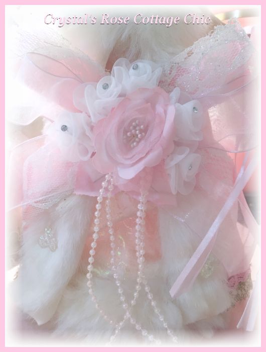 Shabby Pink White Fur Santa Tree Topper