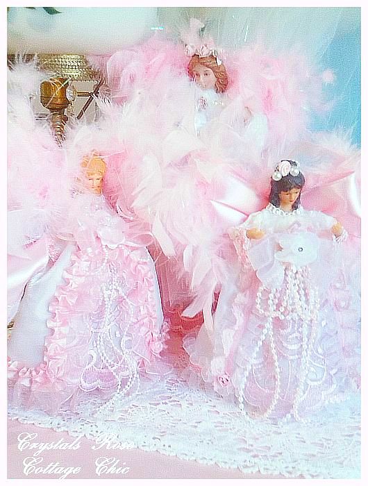 Mini Shabby Chic Pink Angel Tree Topper