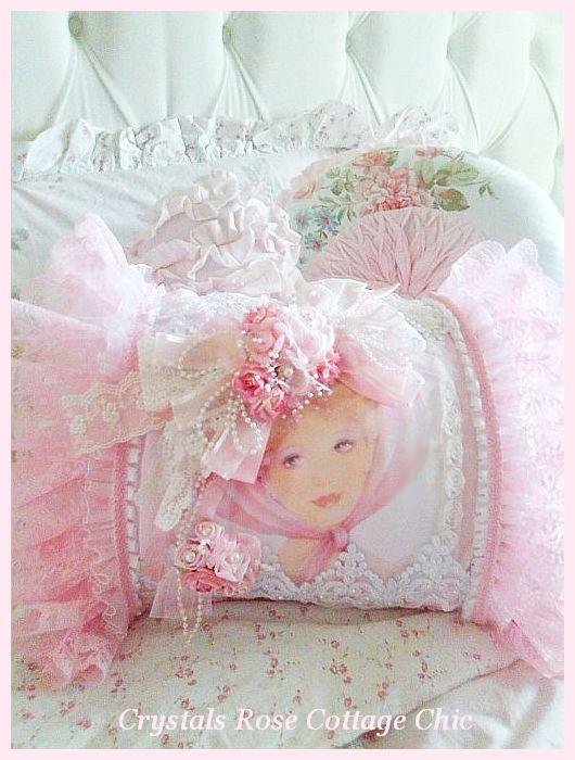 Shabby Pink Victorian Romance Boudoir Pillow