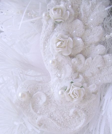 Set of Sugared Shabby White Bird Ornaments