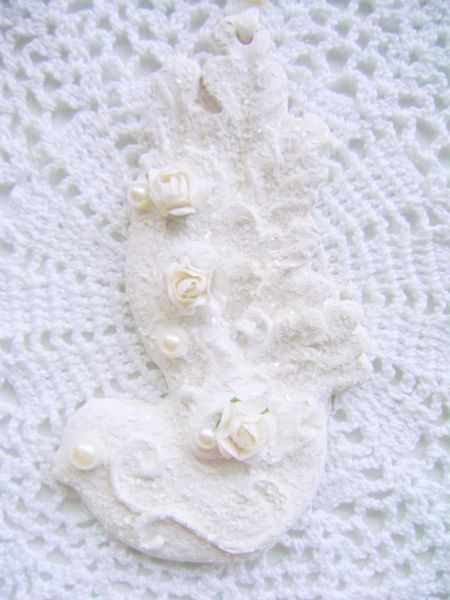 Set of Sugared Shabby White Bird Ornaments