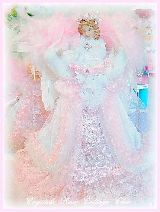 White Winter Rose Angel Tree Topper
