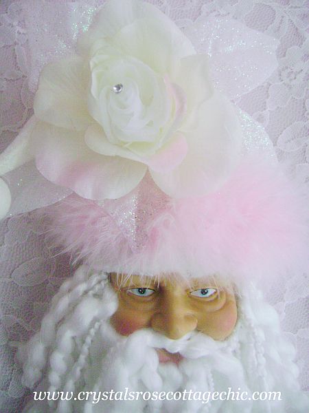 Shabby Glitter Chic Santa Ornament