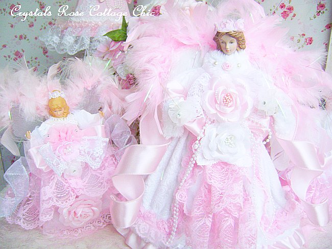 Shabby Pink and Winter White Angel Tree Topper