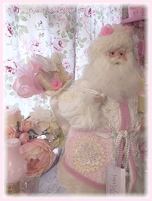 Shabby Pink Doily and Lace Santa