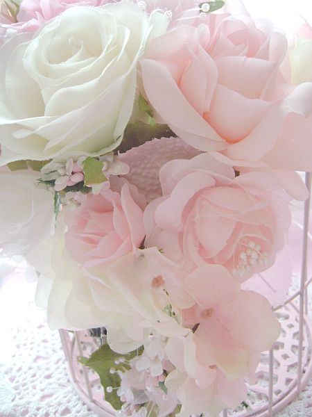 Shabby Pink Romantic Rose Bird Cage