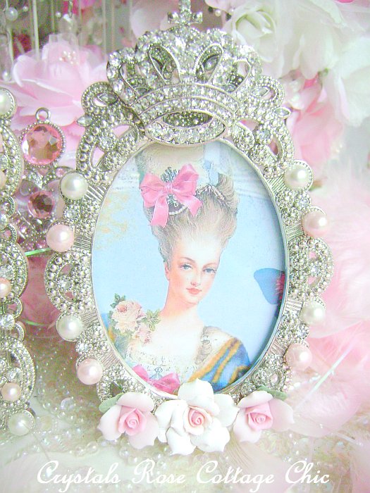 Shabby Pink Rose Crown Frame