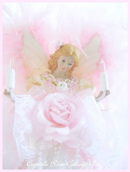 Shabby Pink and Ivory Angel Tree Topper