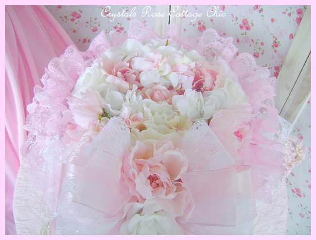 Shabby Pink Rose & Peony Hat Box