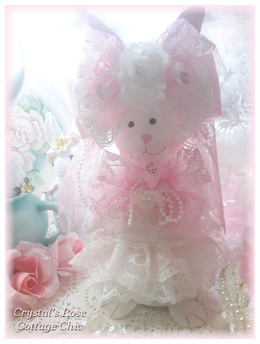 Shabby Lacey Easter Bunny...FREE SHIP