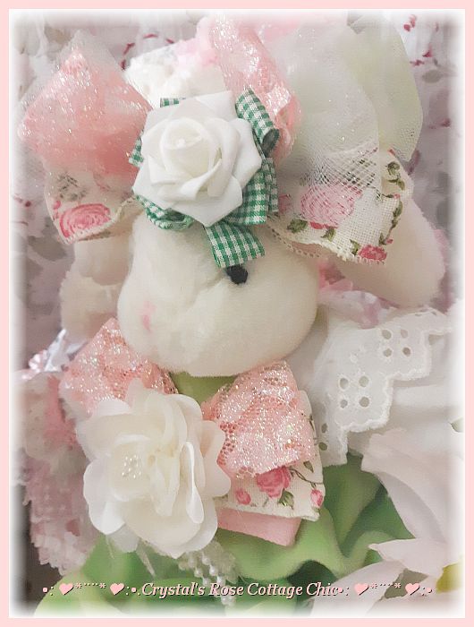 Peach Cottage Rose Easter Bunny