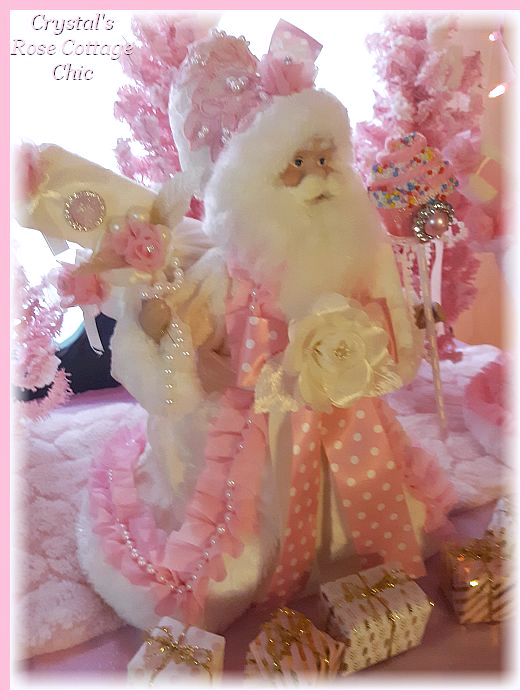 Sweet Pink Cupcake Santa Tree Topper...One left