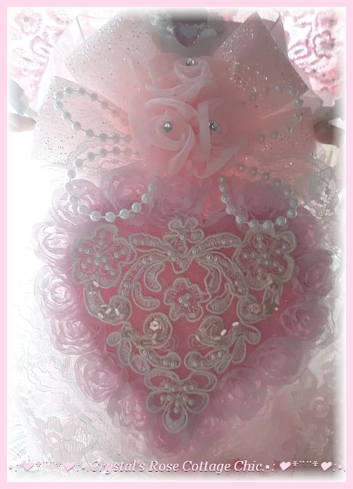 Shabby Chic Pink Heart Angel Tree Topper