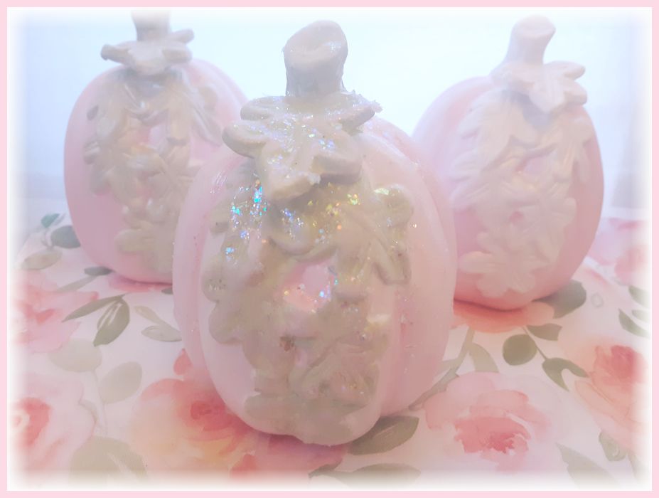 Set of 3 Pretty Pink Ceramic Pumpkins
