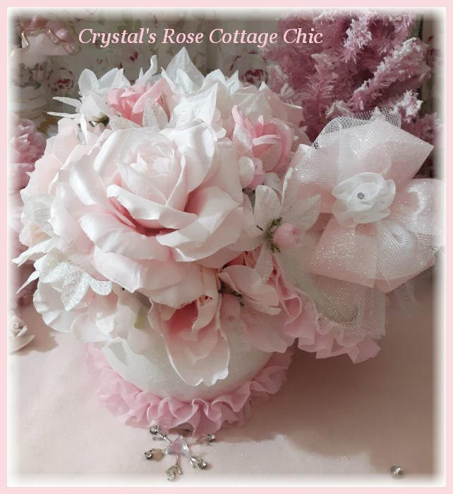 Pink Rose Glitter Frost Ornament Centerpiece