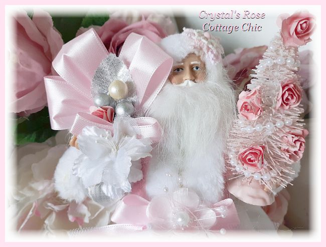 Pink Rose Mini Santa Tree Topper