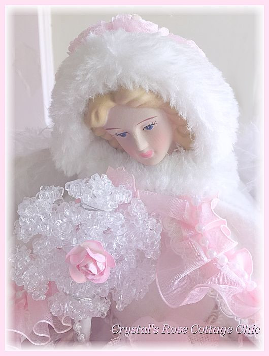 Shabby Pink Rose Snowflake Angel