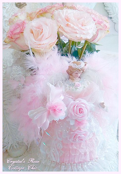 Sweet Pink Roses and Ruffles Angel Tree Topper