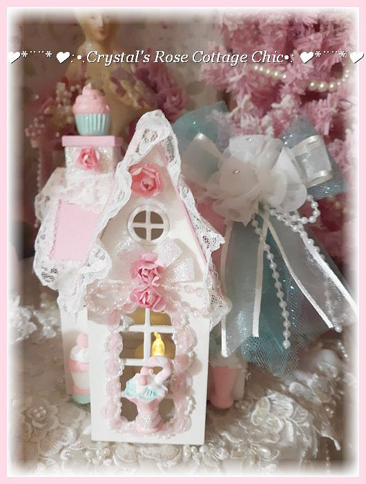 Shabby Chic Pink Putz Christmas House