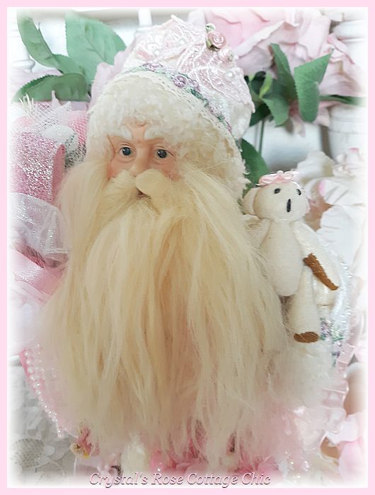 Shabby Chic Santa with Teddy Bear