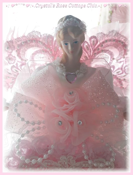 Shabby Chic Pink Heart Angel Tree Topper