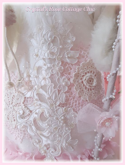 Shabby Chic Roses and Lace Pink Santa Tree Topper..Restocked