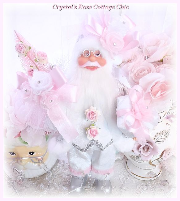 Sweet Pink, White and Silver St. Nick...Free Ship